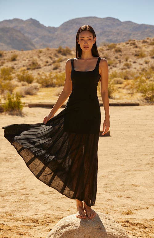 Shop Crescent Mixed Media Knit Maxi Dress In Black