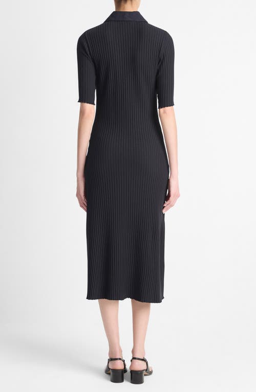 Shop Vince Cotton Blend Rib Midi Sweater Dress In Coastal