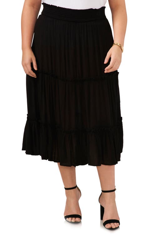 Tiered Midi Skirt in Rich Black