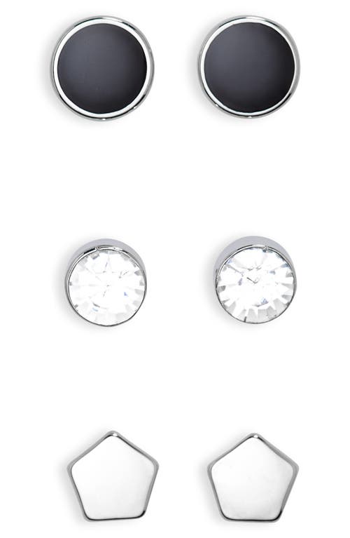 Shop Stephan & Co. Pack Of 3 Mixed Stud Earrings In Silver