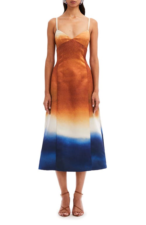 Oscar De La Renta Ombré Cotton A-line Dress In Canyon/navy