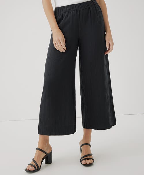Pact Organic Coastal Double Gauze Wide Leg Pant In Black
