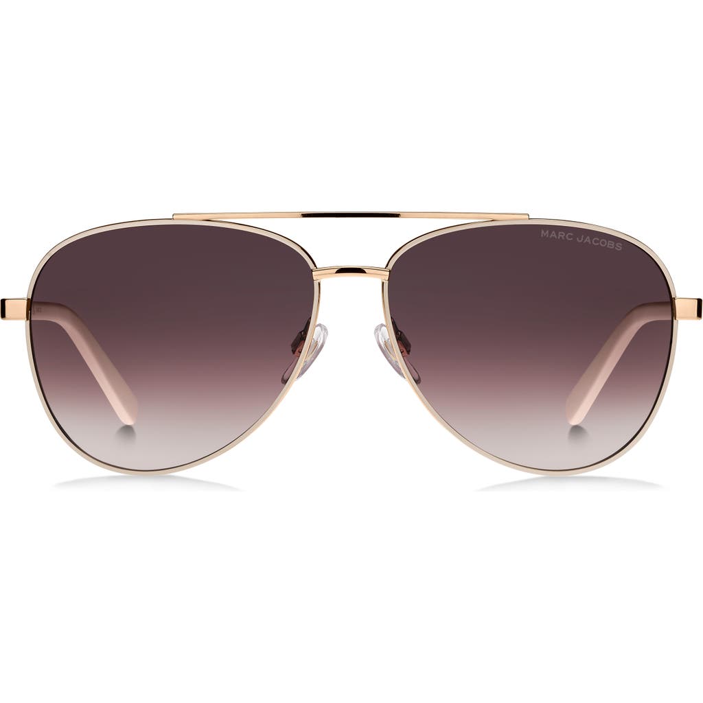 Marc Jacobs 60mm Gradient Aviator Sunglasses In Gold Ivory/brown Gradient