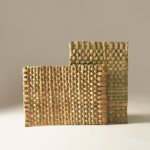 Itza Wood Handwoven Reed Placemats In Beige