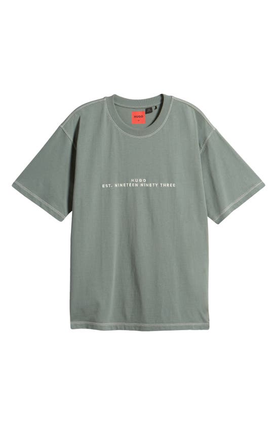 Shop Hugo Boss Hugo Dribes Embroidered Logo Recycled Cotton T-shirt In Dark Green