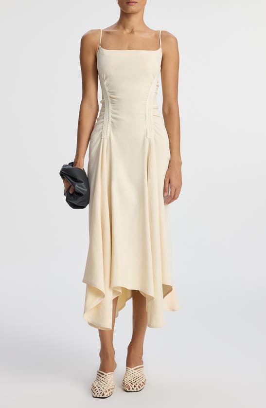 Shop A.l.c . Silvia Sleeveless Linen Blend Midi Dress In Bone