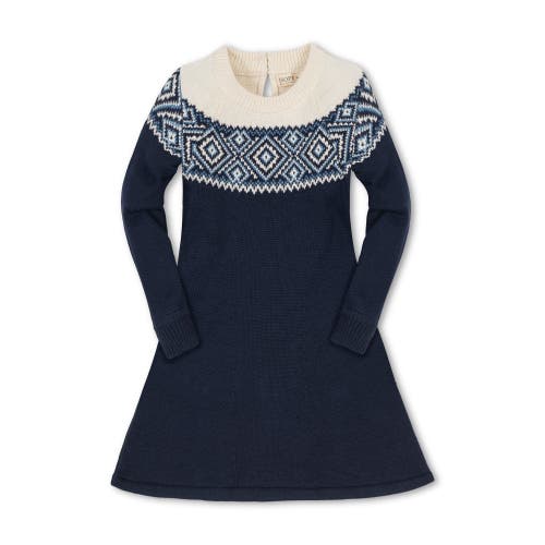 Hope & Henry Girls' Organic Fair Isle Raglan Sweater Dress, Kids In Ski Lodge Intarsia