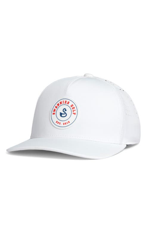 Wade Ventilated Golf Snapback Baseball Cap in White Red