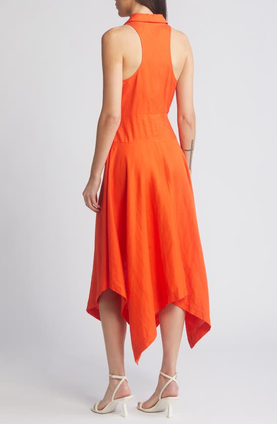 Shop En Saison Sonnet Handkerchief Hem Linen Blend Dress In Tomato Red