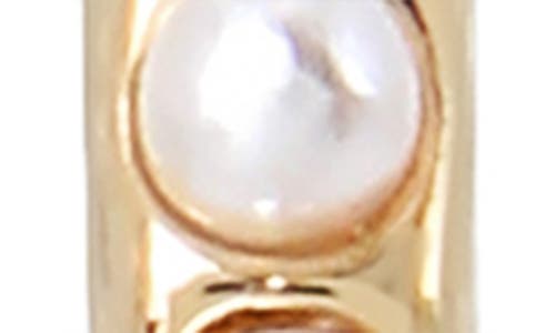 Shop Allsaints Set Of 2 Imitation Pearl Huggie Hoop Earring Pairs In Pearl/gold
