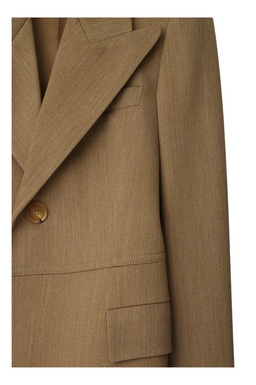 Burberry Logo Wool Blazer In Maple/cocoa