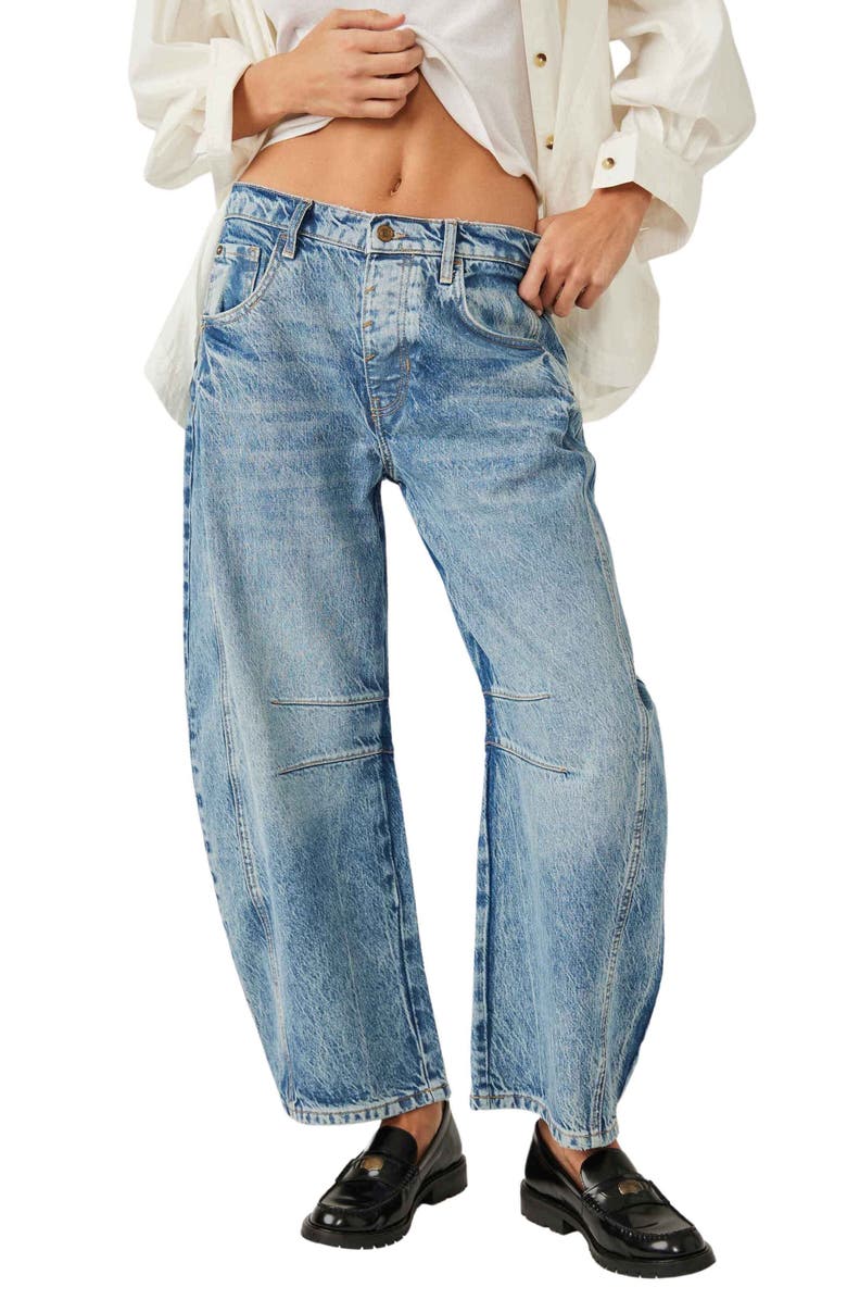 Free People Lucky You Mid Rise Barrel Leg Jeans | Nordstrom
