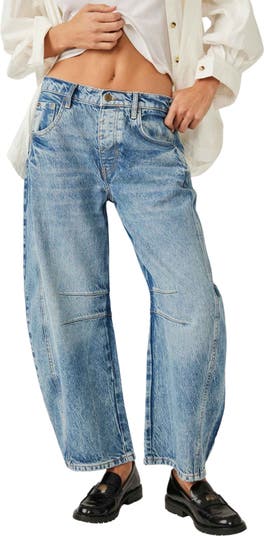 Free People Lucky You Mid Rise Barrel Leg Jeans | Nordstrom
