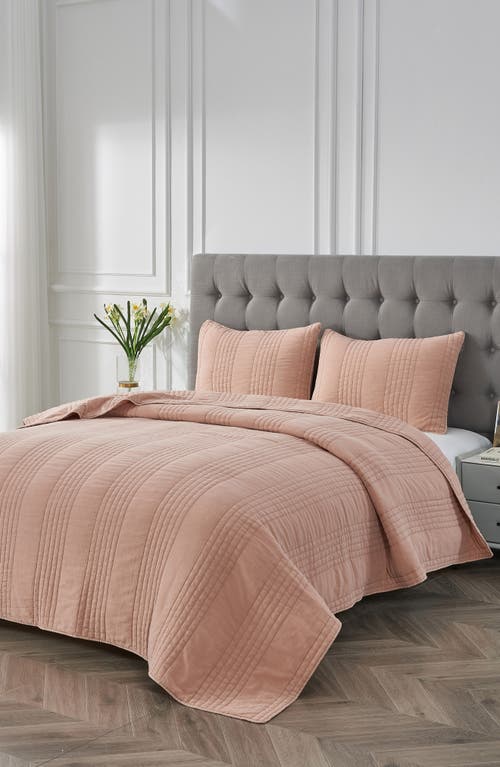 Melange Home Stone Washed Quilt & Sham Set In Dusty Pink