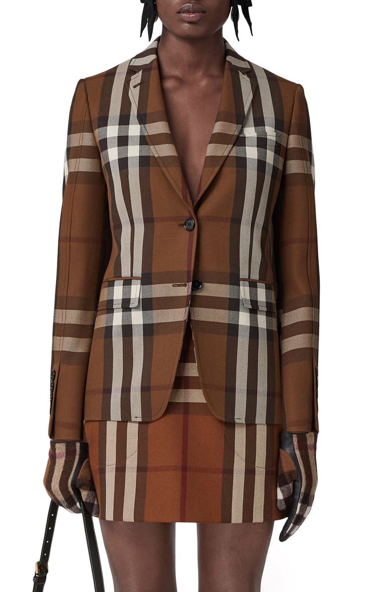 Burberry Tonya Check Wool Blend Jacket | Nordstrom
