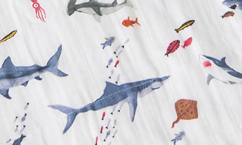 Little Unicorn Cotton Muslin & Terry Hooded Towel In Shark