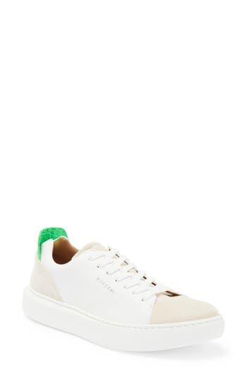 Buscemi Uno Croc Embossed Sneaker In White/green