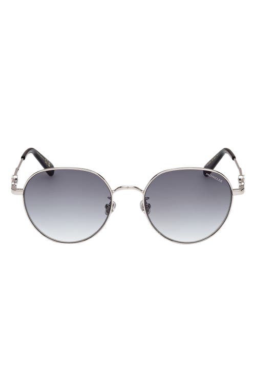 55mm Gradient Round Sunglasses in Shiny Palladium /Smoke