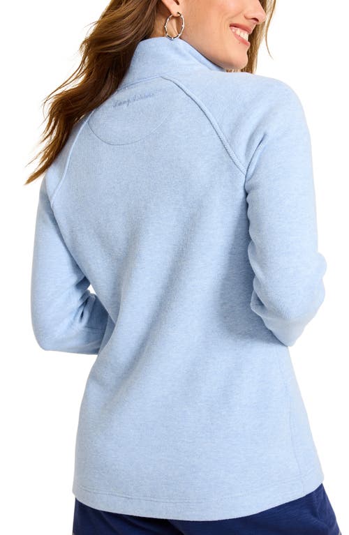 Shop Tommy Bahama New Aruba Stretch Cotton Half Zip Pullover In Light Sky Heather