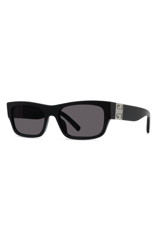 Shop Givenchy 4g Rectangular Sunglasses In Shiny Black/smoke