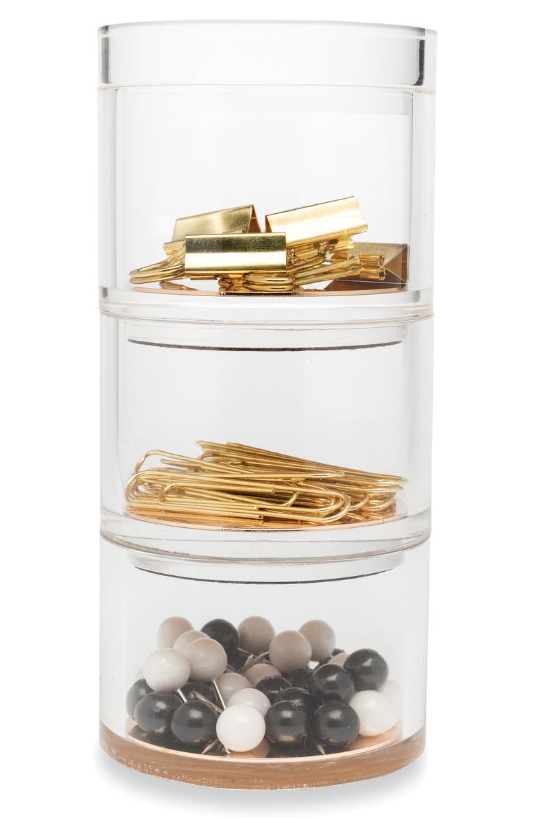 KATE SPADE NEW YORK stackable desk organizer set, Main, color, GOLD