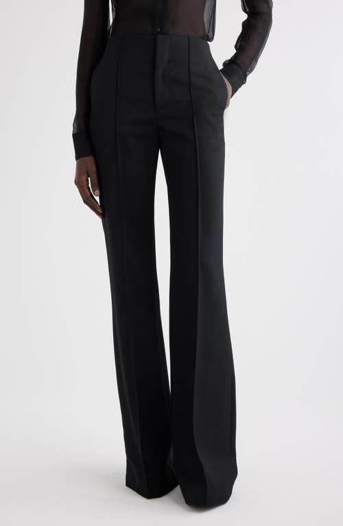 Chloé High-rise Grain De Poudre Wool Wide-leg Pants In Black