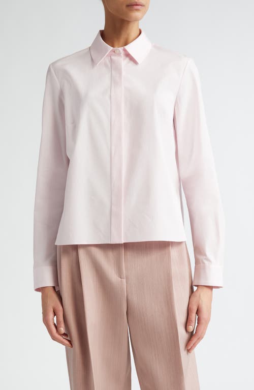 Lara Cotton Poplin Crop Button-Up Shirt in Blush