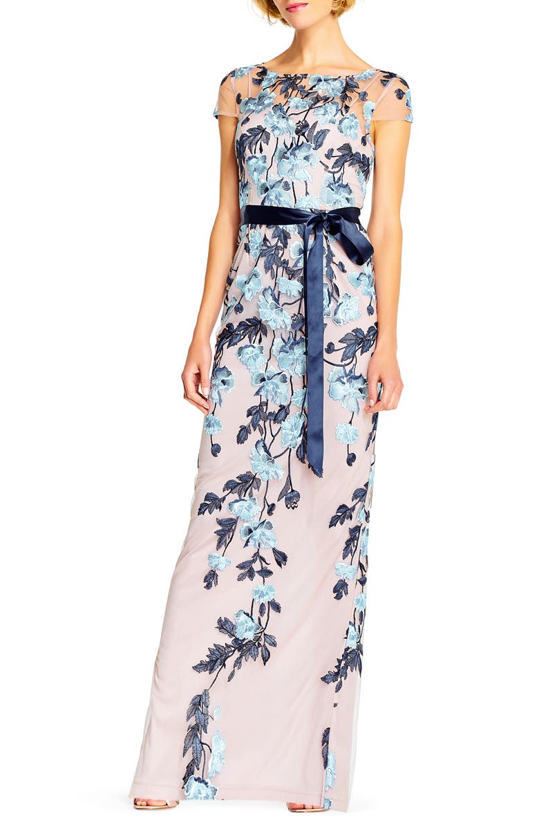 Adrianna Papell Floral Cascading Column Gown | Nordstrom