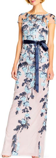 Adrianna Papell Floral Cascading Column Gown Nordstrom