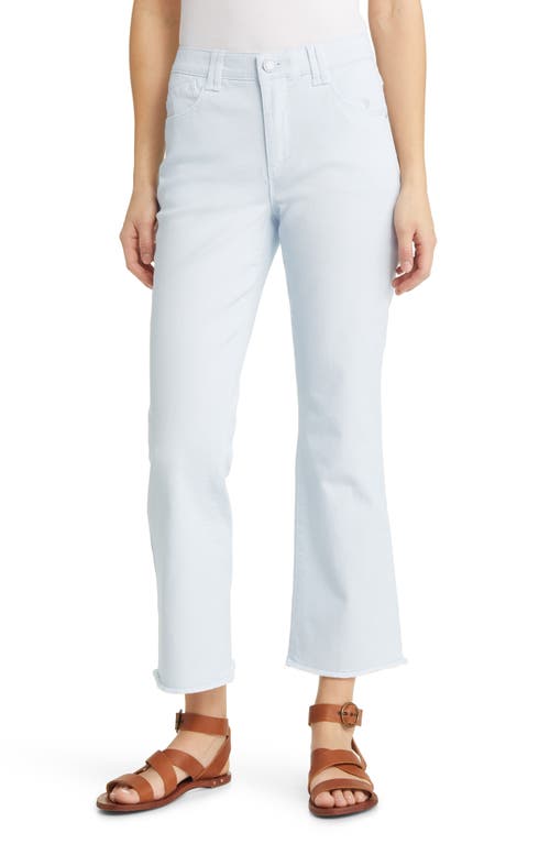 'Ab'Solution Frayed High Waist Ankle Flare Jeans in Icy Blue