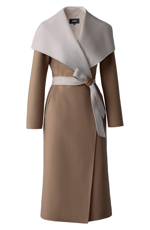 Shop Mackage Mai Wool Long Wrap Coat In Light Camel-trench