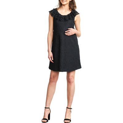 Maternal America Ruffled Maternity Dress, Black
