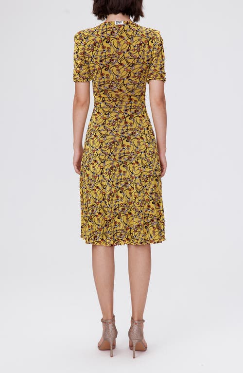 Shop Diane Von Furstenberg Koren Reversible Fit & Flare Dress In Swirl Yellow/chain Brown