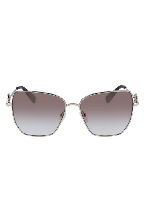 Longchamp 58mm Gradient Rectangular Sunglasses in Pale Gold/gradient Brown Azure at Nordstrom