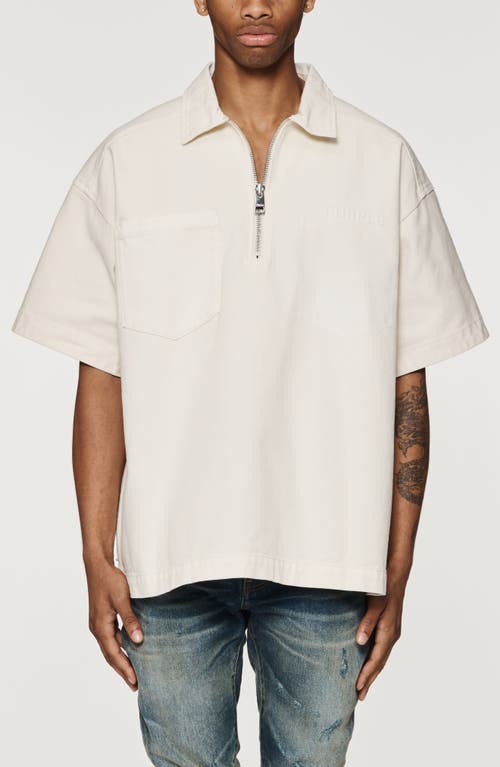 PURPLE BRAND Oversize Zip Polo Ivory at Nordstrom,