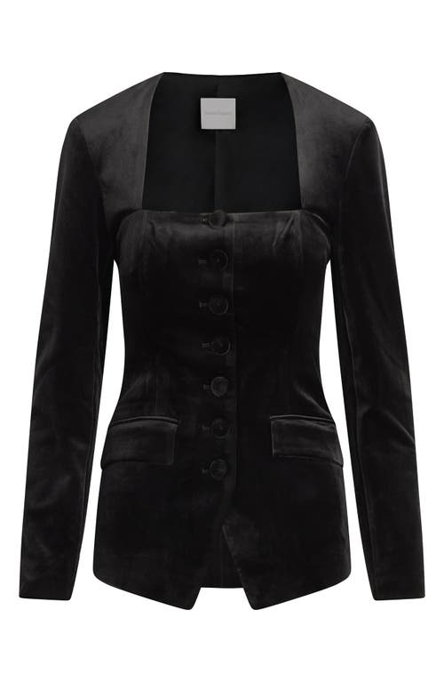 Shop Favorite Daughter The Penelope Square Neck Velvet Jacket In Black