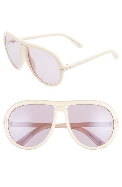 Click to view more detailed imagery on our partner's website Tom Ford Cybil 60Mm Aviator Sunglasses - Ivory/ Antique Pink