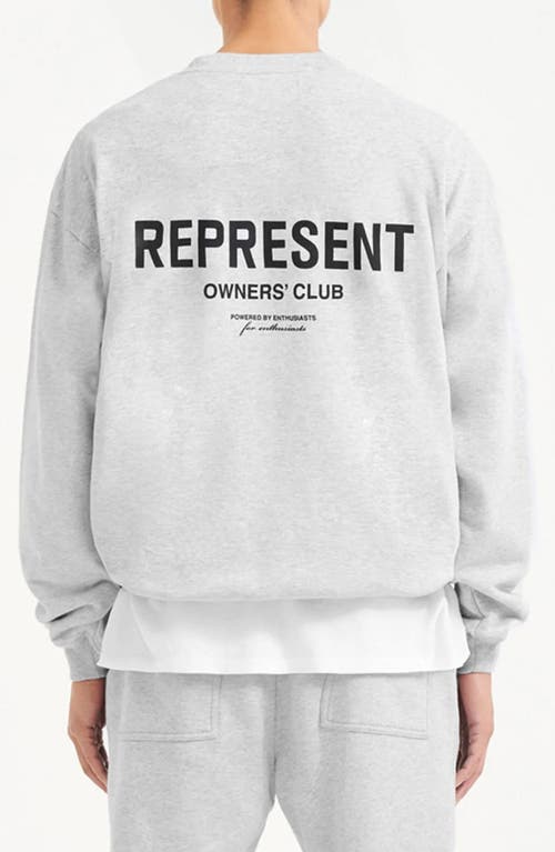 Represent Grey Crewneck Sweatshirt With Logo Lettering On The Front And Maxi Logo Print On The Rear In Cotton In Ash Grey/black
