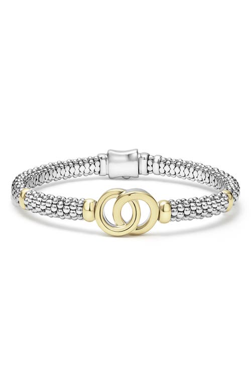 Shop Lagos Signature Caviar Interlock Rope Bracelet In Silver/gold