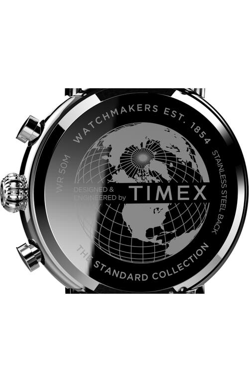 Shop Timex ® Standard Chronograph Leather Strap Watch, 41mm In Silver/black/black