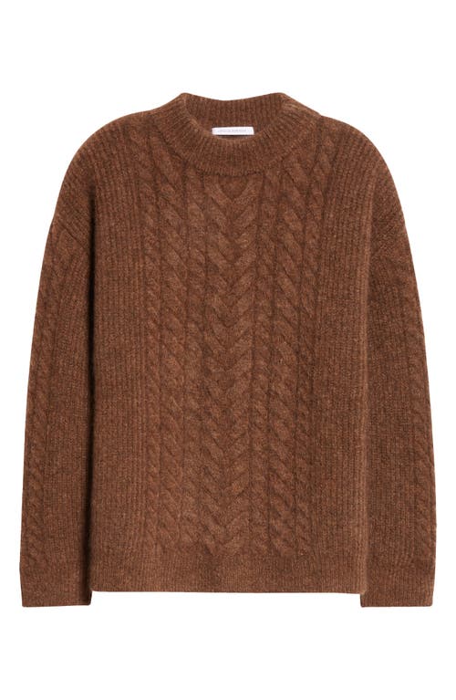 Shop Cecilie Bahnsen Anette Oversize Cable Knit Mohair & Wool Blend Sweater In Fall Brown