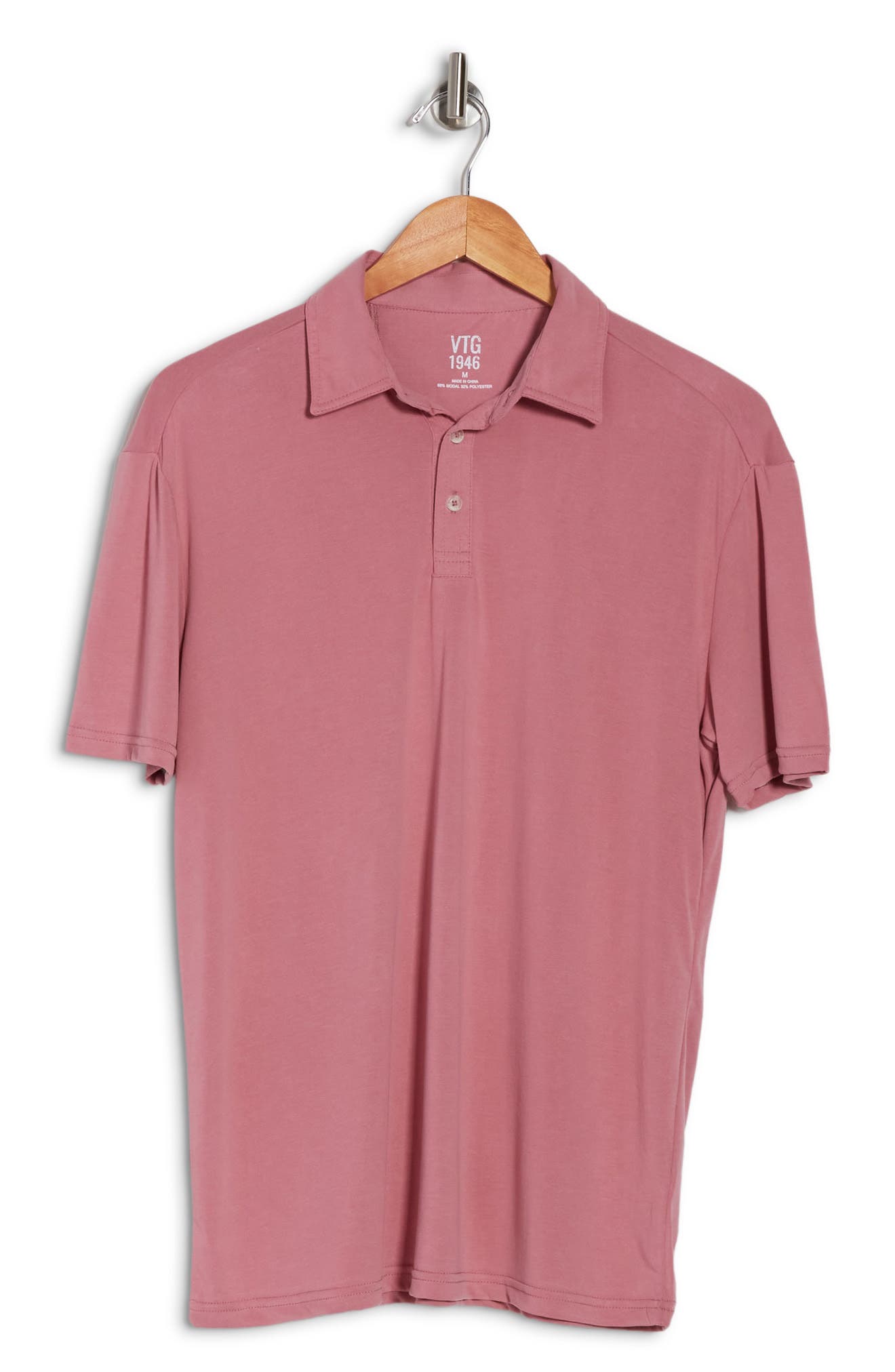 Vintage Modal Polo Shirt In Rose | ModeSens