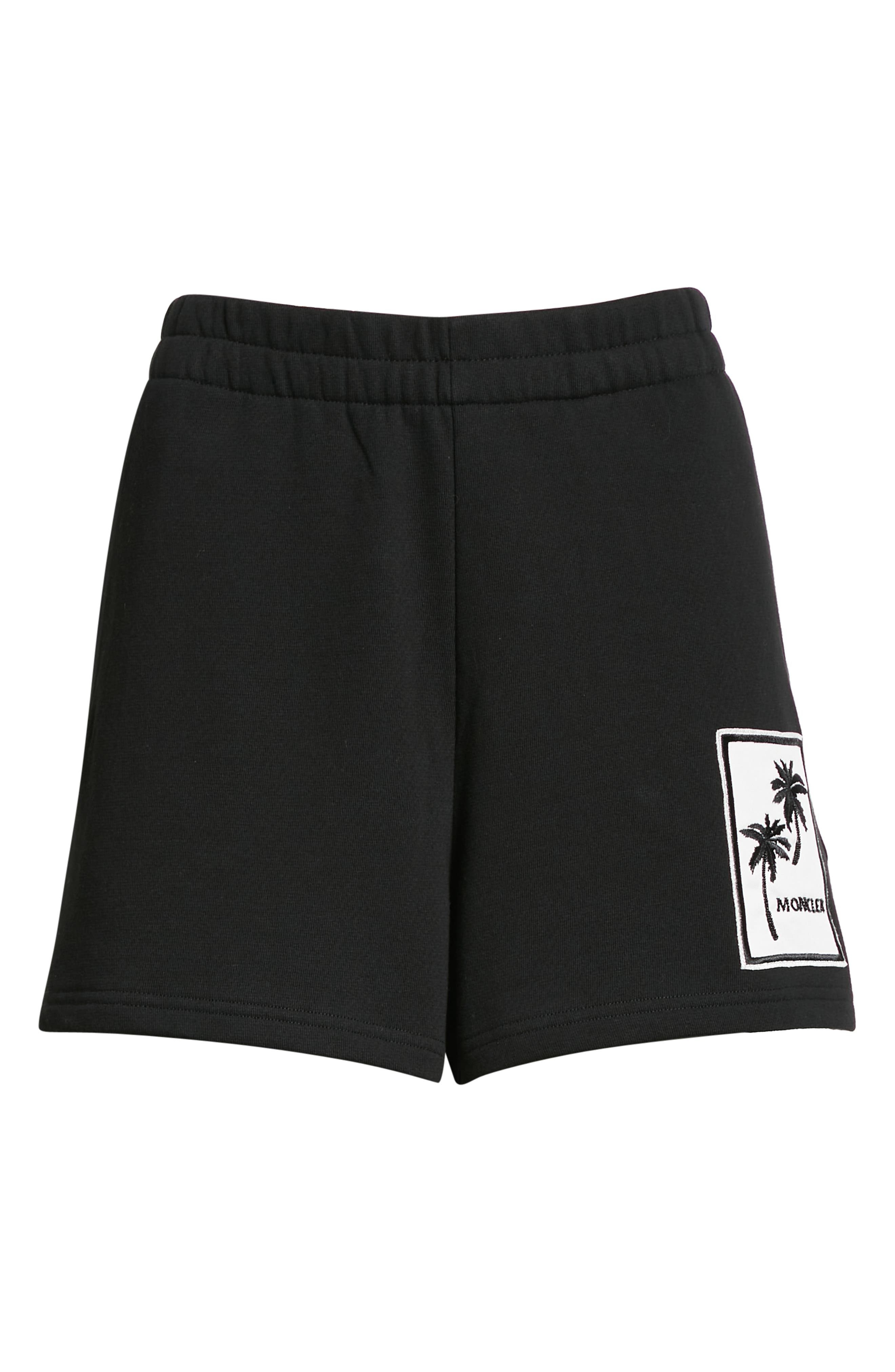 Moncler Palm Tree Patch Cotton Sweat Shorts in Black