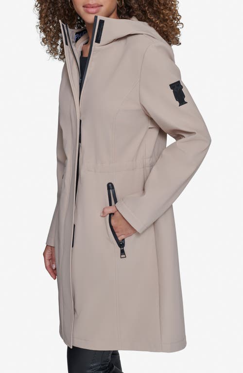 Karl Lagerfeld Paris Water Resistant Hooded Raincoat In Khaki