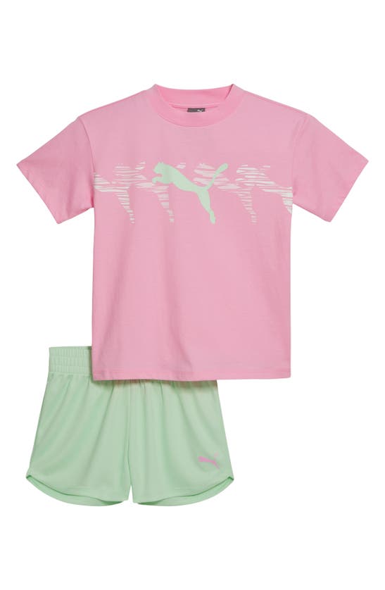 Shop Puma Performance T-shirt & Shorts 2-piece Set In Medium Pink