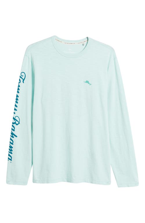 Shop Tommy Bahama Marlin Mirage Lux Long Sleeve Organic Cotton Graphic T-shirt In Light Caribbe