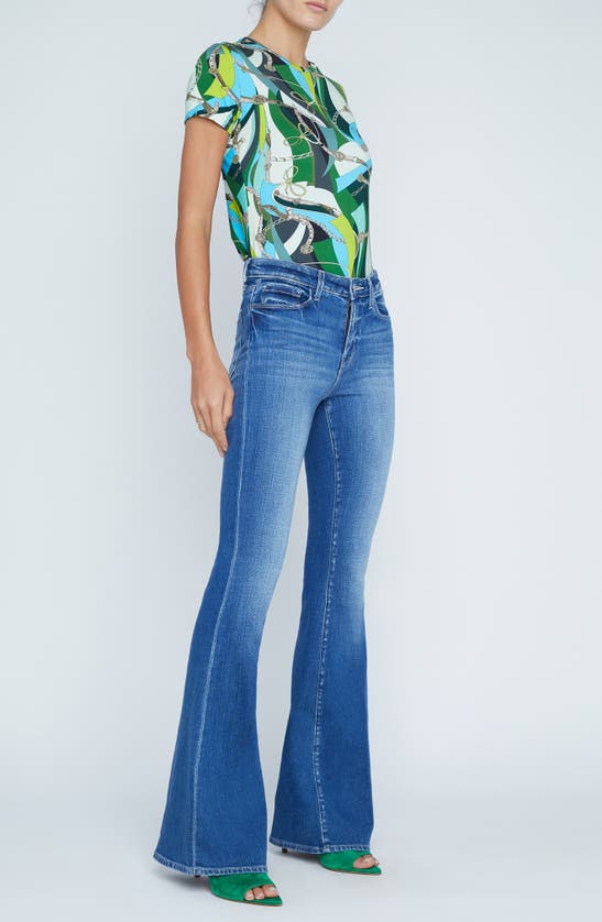 Shop L Agence L'agence Bell High Waist Flare Jeans In Authentique