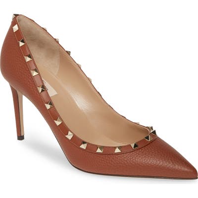 Valentino Garavani Rockstud Pointy Toe Pump, Brown