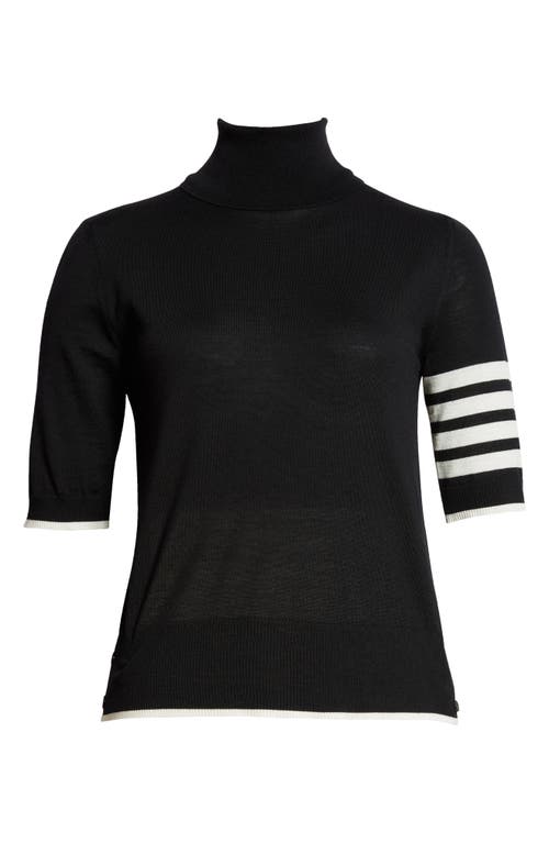 Shop Thom Browne 4-bar Wool Blend Turtleneck Sweater In Black