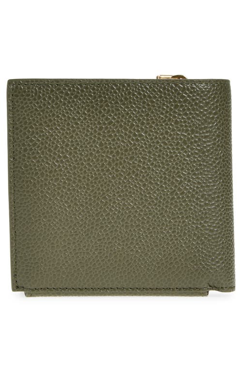 Thom Browne Bi-fold Leather Wallet In Dark Green